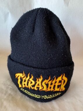 Thrasher Skateboard Magazine Beanie‎ Flames Knit Hat One Size Black Orange Red